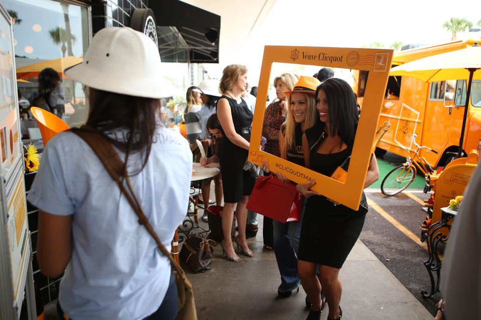 Jenny Pallais, left, and Juanita Leon at Veuve Clicquot at Brasserie 19