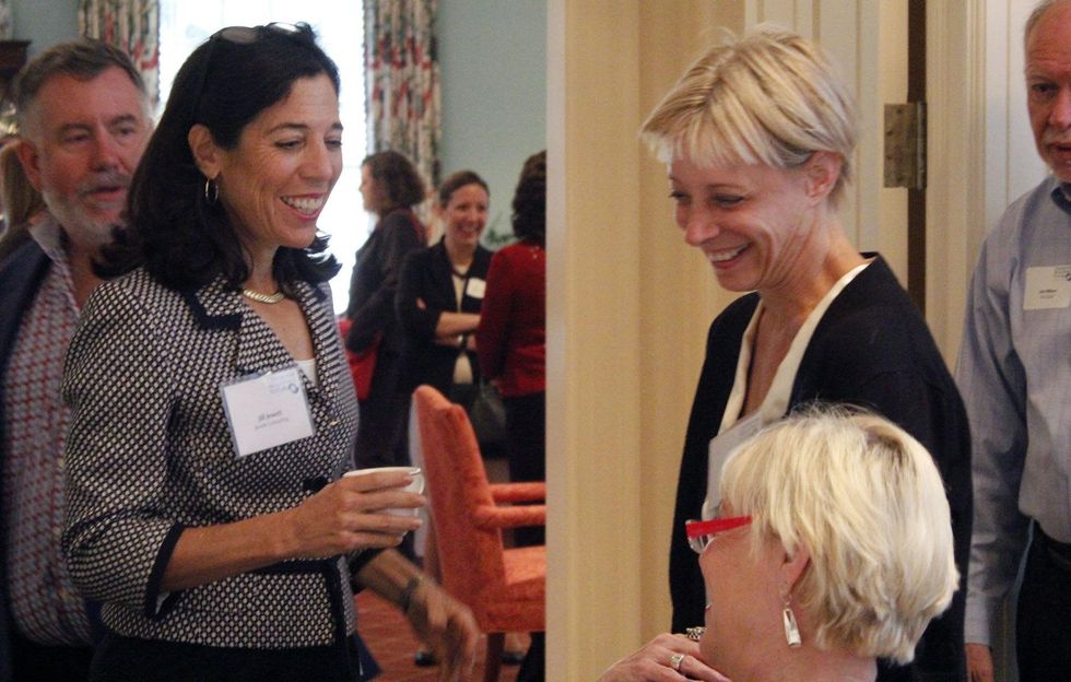 Jill Jewett, left, and Debra Simon at Center for Houston's Future event August 2014