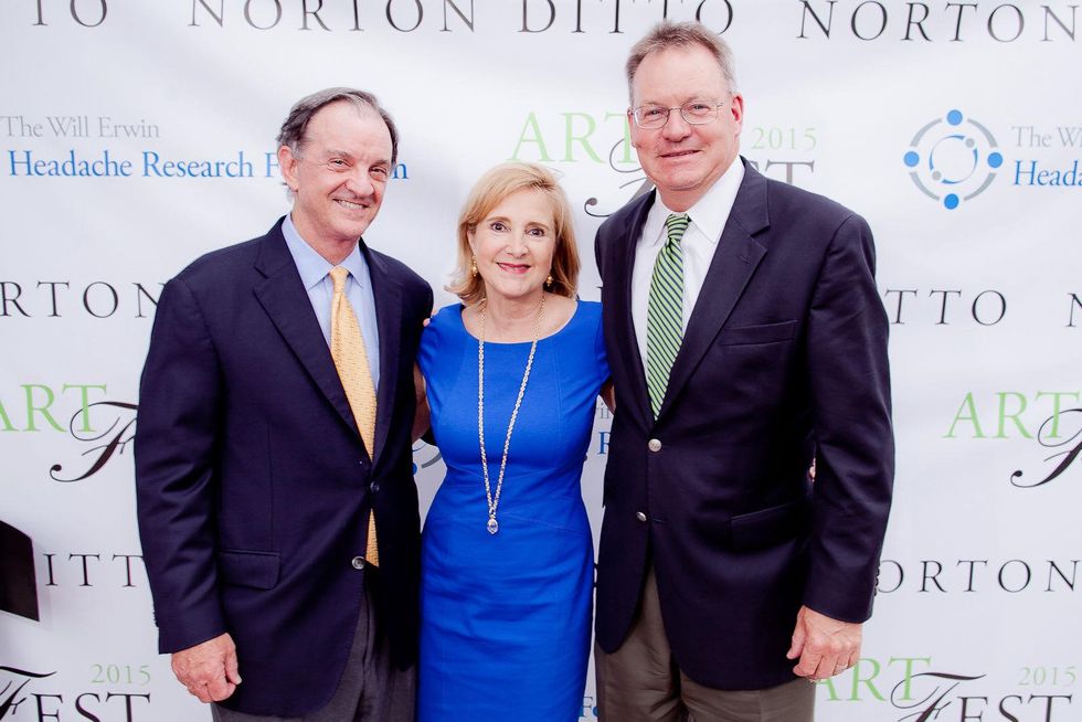 Jimmy and Pam Erwin, left, with John Mooz at the Norton Ditto ArtFest April 2015