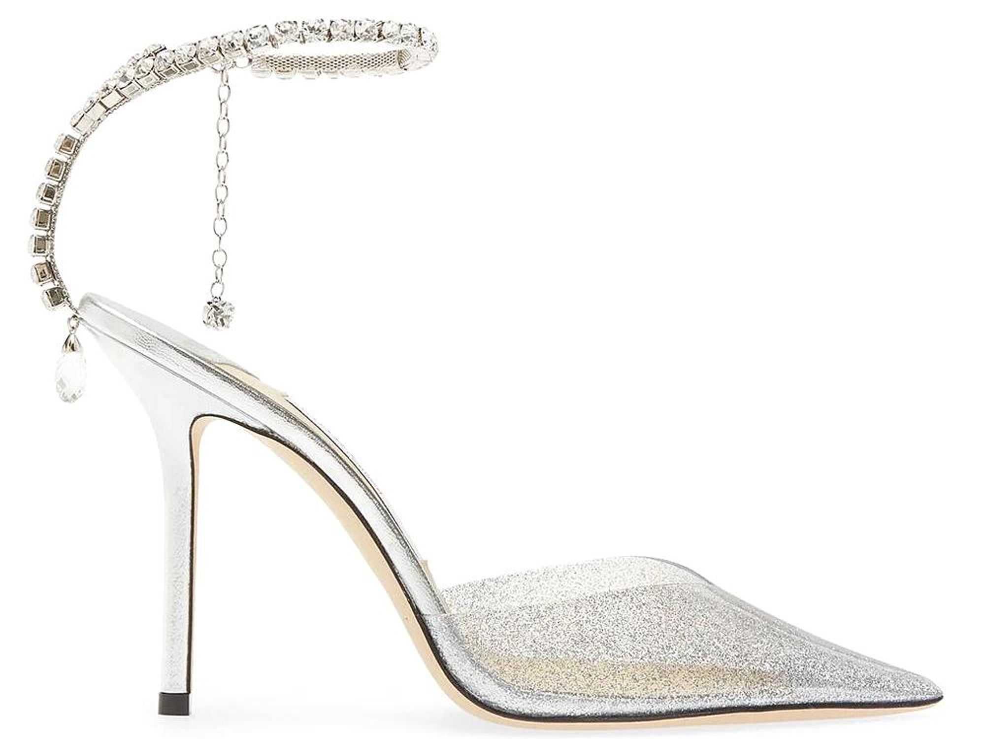 Jimmy Choo Saeda 100 pump crystal ankle strap Tootsies