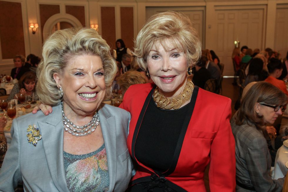 Joan Lyons, left, and Joanne King Herring at the Huffington Center on Aging luncheon October 2014