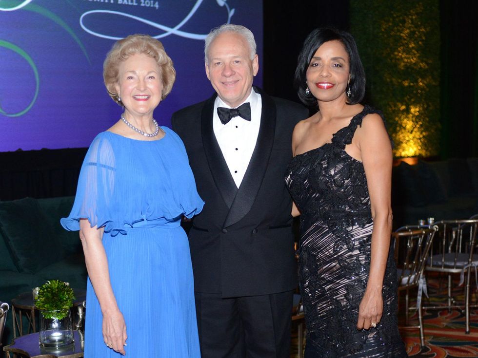 Joanie Haley, from left, Bob Bellomy and Renee Byas at the Houston Community College Gala February 2014