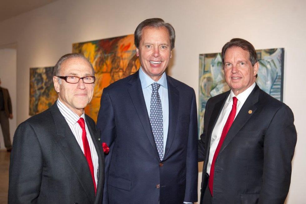 Joanne Wilson art showing_Robert Sakowitz, David Dewhurst, Welcome Wilson Jr._December 2013