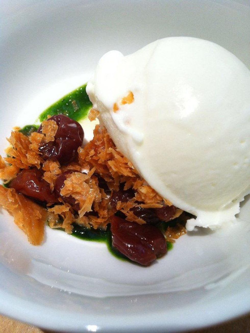 Jodi Elliot - yogurt sorbet, dried cherries, dill syrup