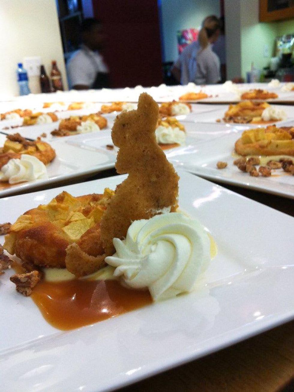 Jodie Lucky Dog "Bitches for Bitches" event May 2013 Katie Rangel - petit apple almond danish, vanilla bean, honey, Lucky Dog brittle tuile