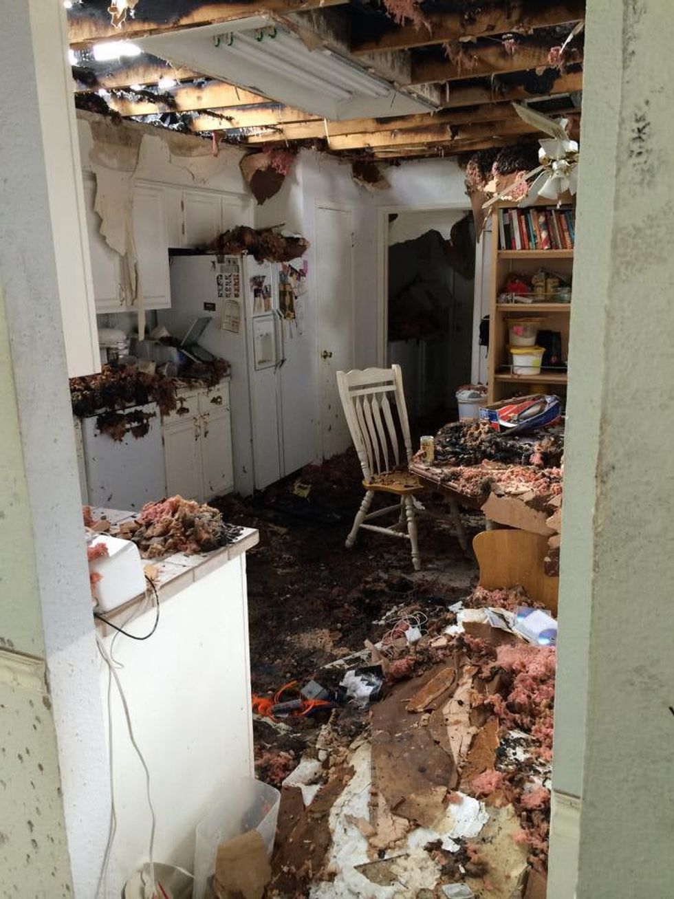 Jody Stevens fire damanged home