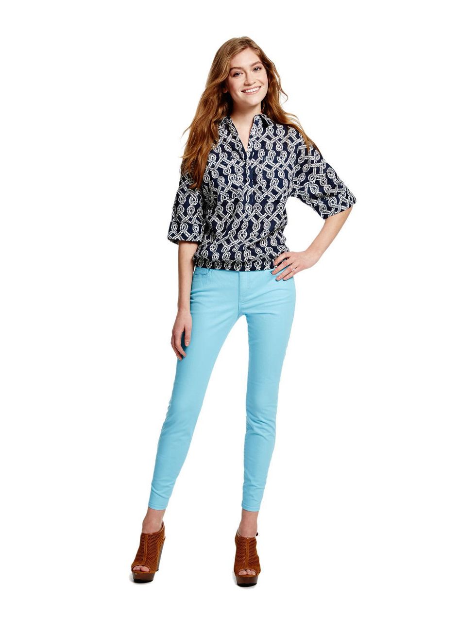 Joe Fresh boxy top, $29 In stores and online, April, Joe Fresh color denim with ankle zipper, $29 In stores and online, April