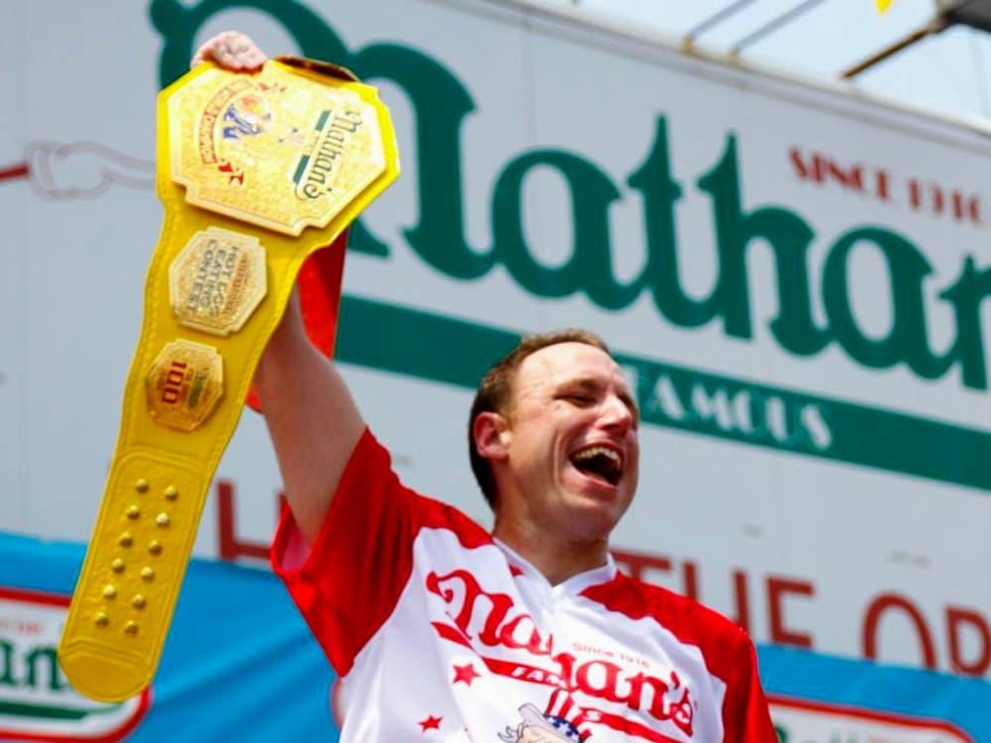 Joey Chestnut world champion mustard belt