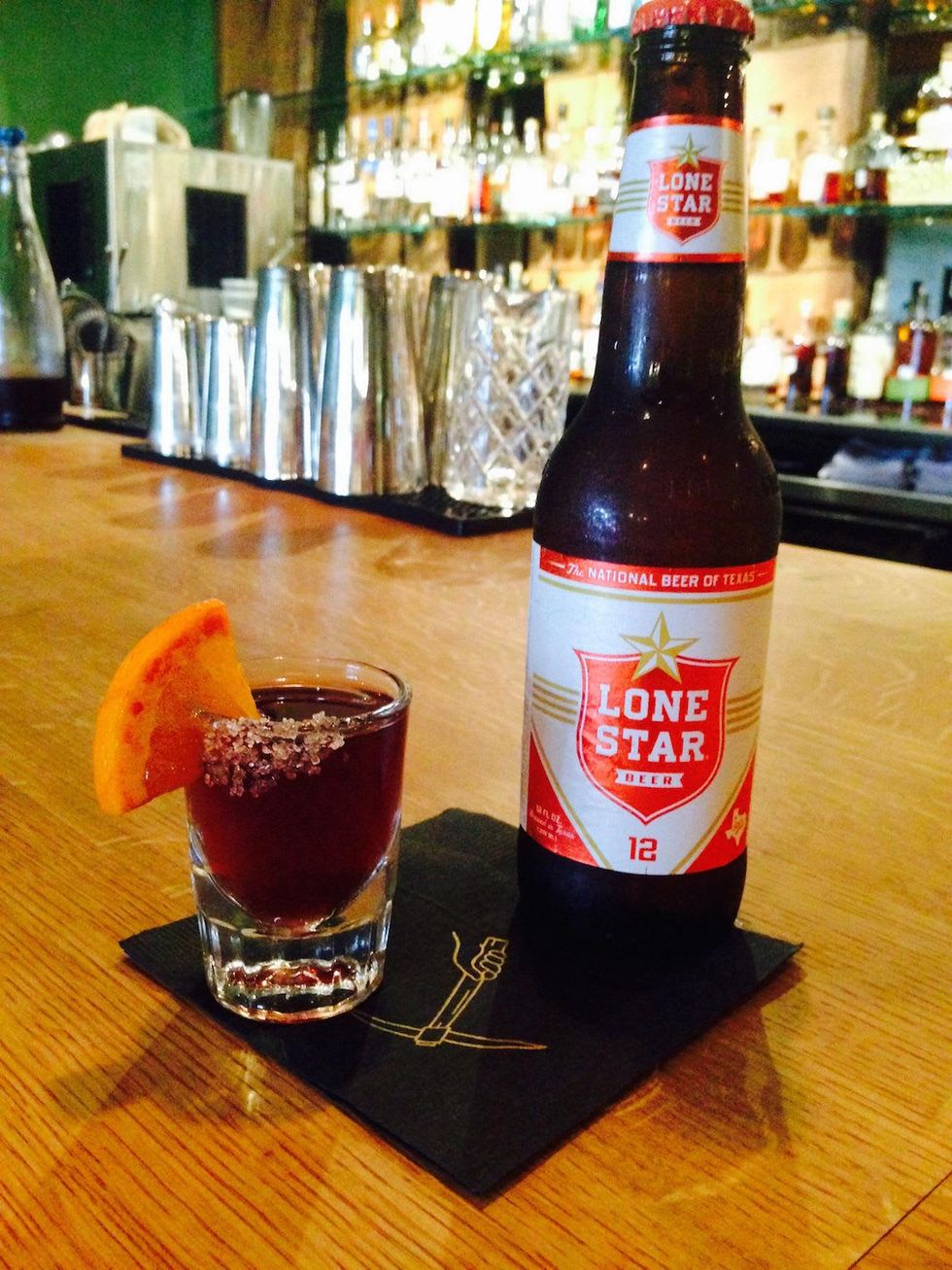 Johnny's Gold Brick boilermaker