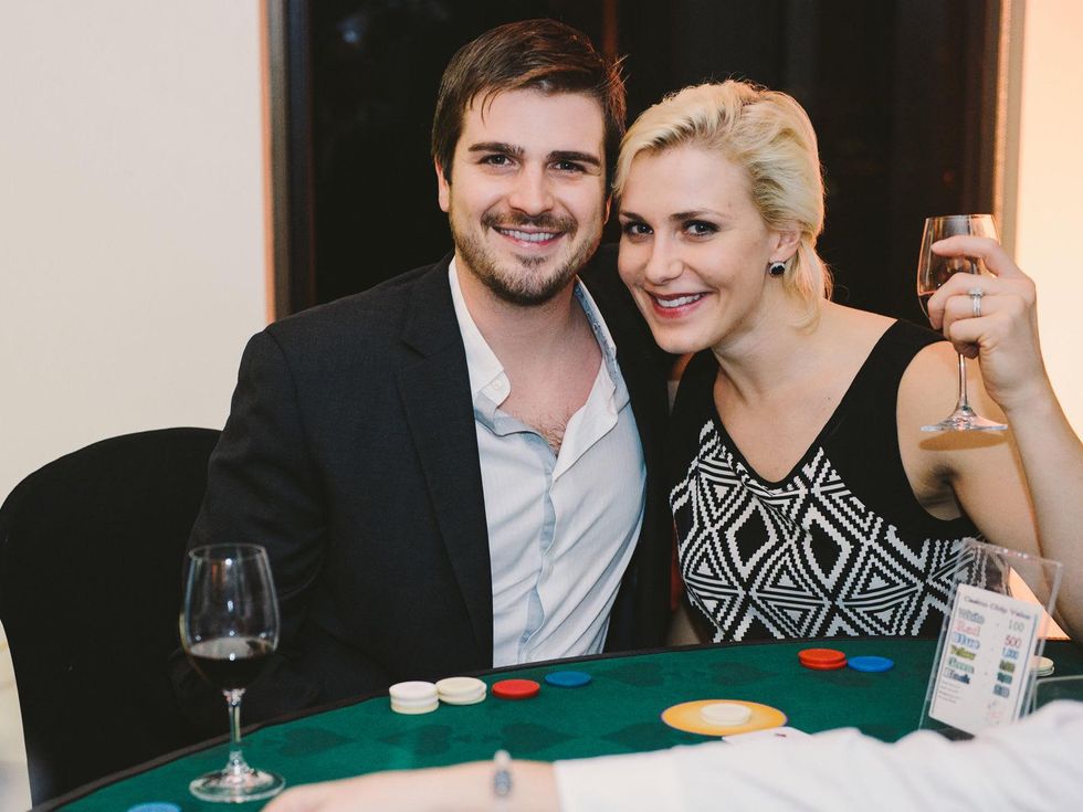 Jonathan and Jenna Sneed at Houston Symphony Young Professionals Backstage's Luck be a Lady event November 2013