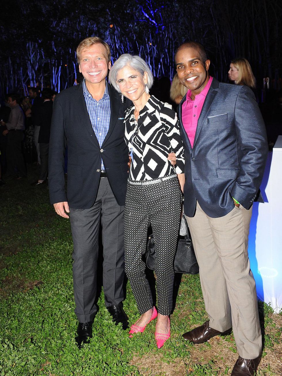 Jonathon Glus, from left, Judy Nyquist and Alton LaDay at HAA's Under The Blue Trees Pop-Up Party October 2013