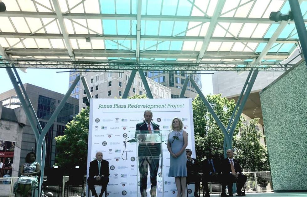 Jones Plaza redevelopment Jim Crane Whitney Crane Sylvester Turner speech
