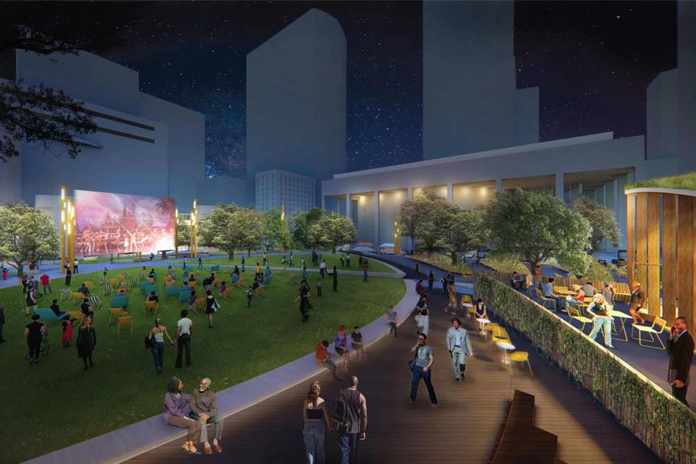 Jones Plaza redevelopment night time