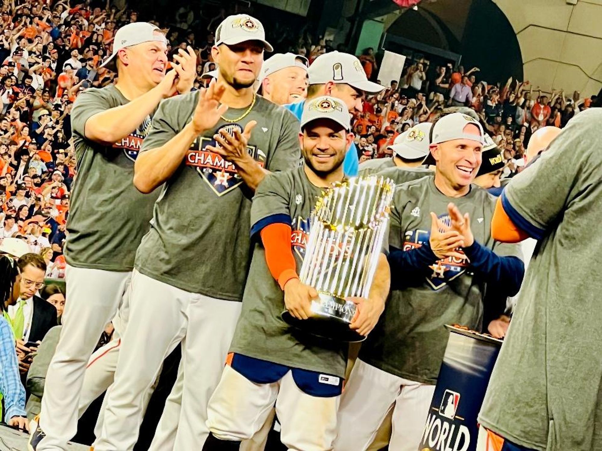 Jose Altuve World Series trophy