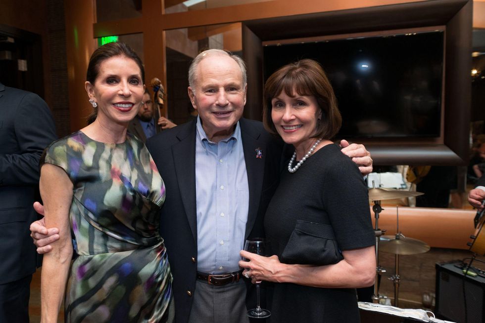 Judith Oudt, from left, Don Sanders and Laura Moore at the George Rodrigue Blue Dog dinner September 2014