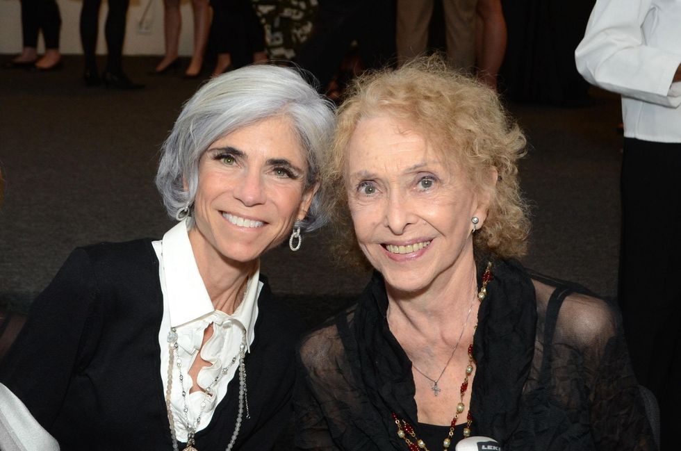 Judy Nyquist, left, and Carolee Schneemann at the Aurora Picture Show Awards dinner October 2014