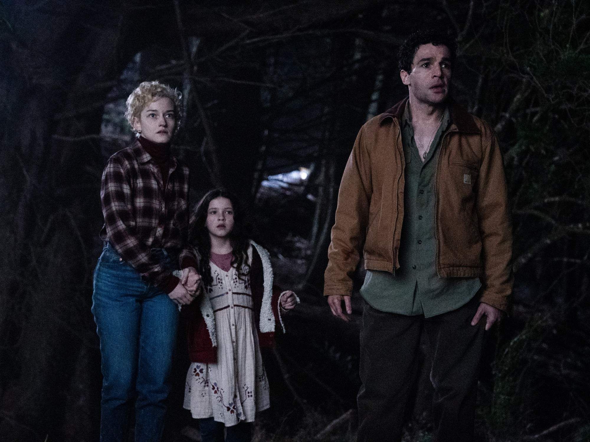 Julia Garner, Matilda Firth, and Christopher Abbott in Wolf Man