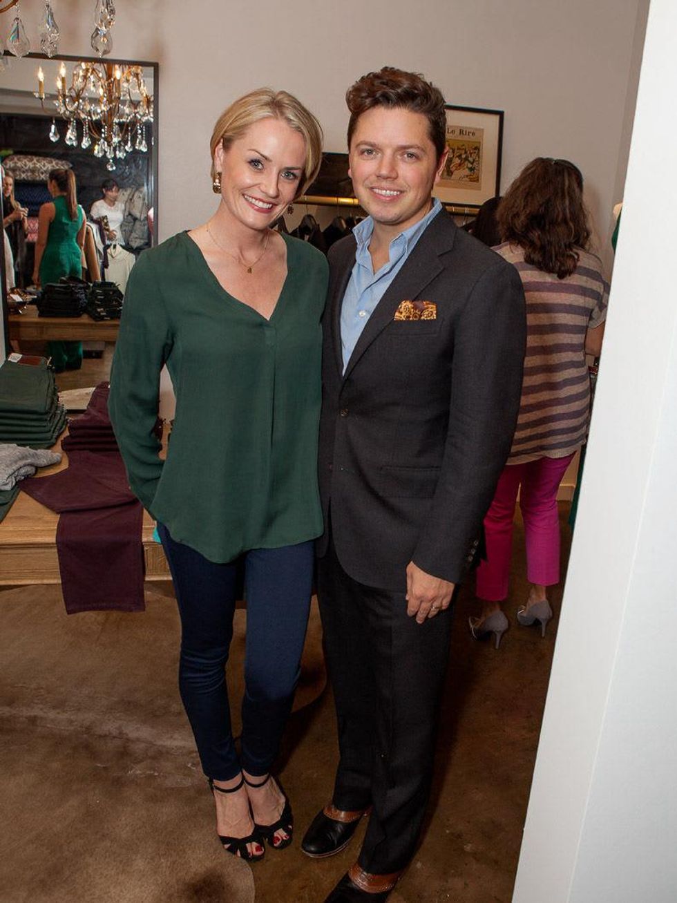 Julie R. O'Neal and David Peck at the Julie Rhodes Fashion & Home Houston opening party October 2013