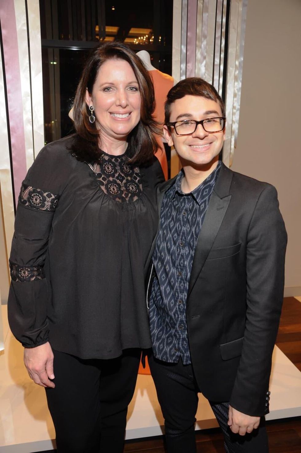 Julie Roberts and Christian Siriano at Elizabeth Anthony Passion for Fashion cocktail party