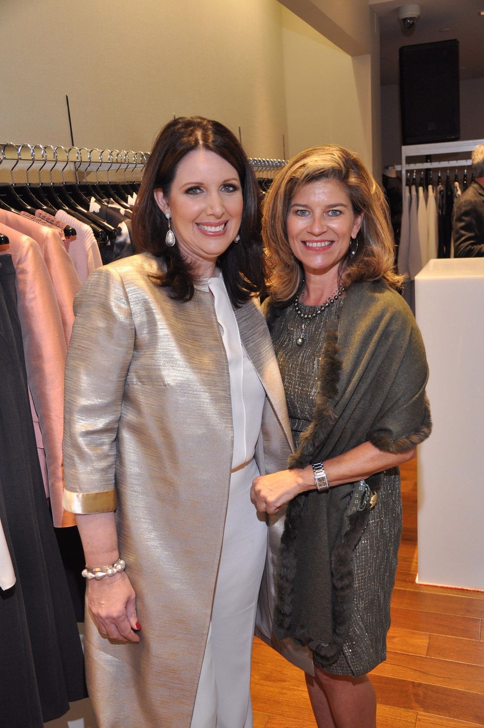 Julie Roberts, left, and Jana Giammalva at the Pamella Roland runway show at Elizabeth Anthony November 2014