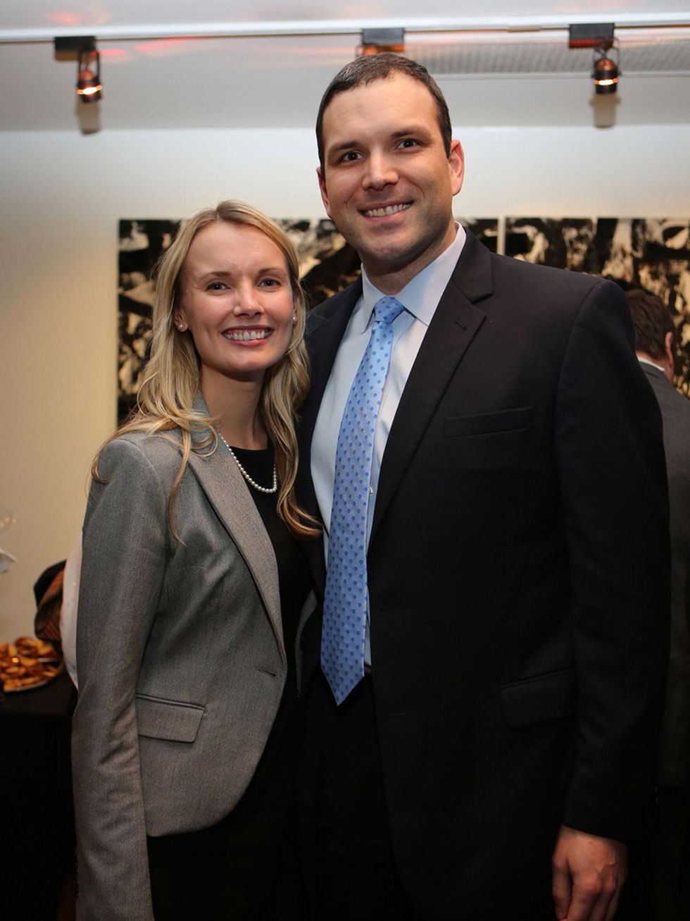 Julie Stephenson and Joel Glover at the Alley Young Professionals holiday party December 2013