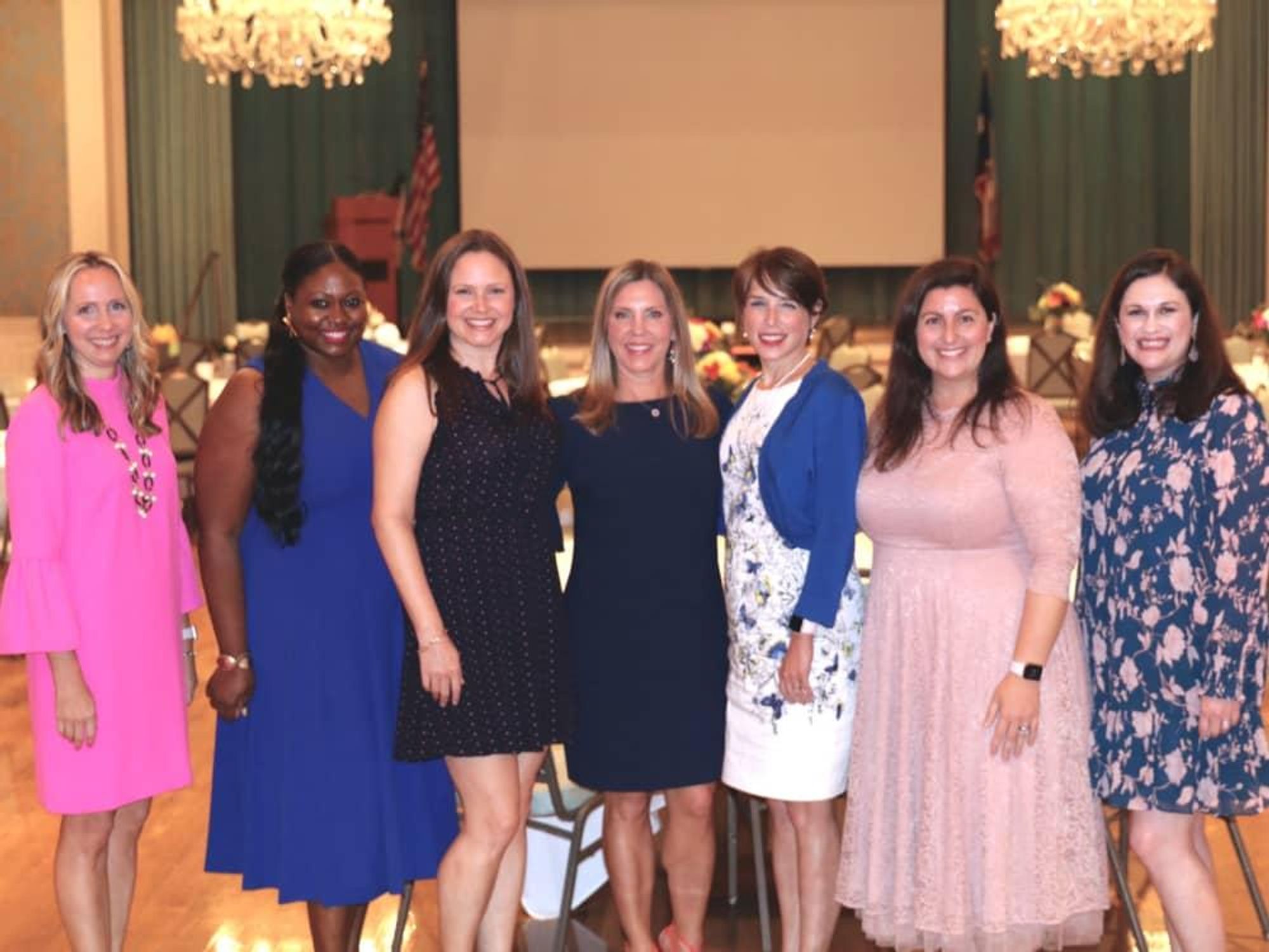 Junior League executive committee Jennifer Dennis Weinstock, Sameka Wood, Anne Sears, Jennifer Scheifley Roberts, Megan Ryan, Shems _Mimi_ Blomberg, Sara-Nell Van Lant