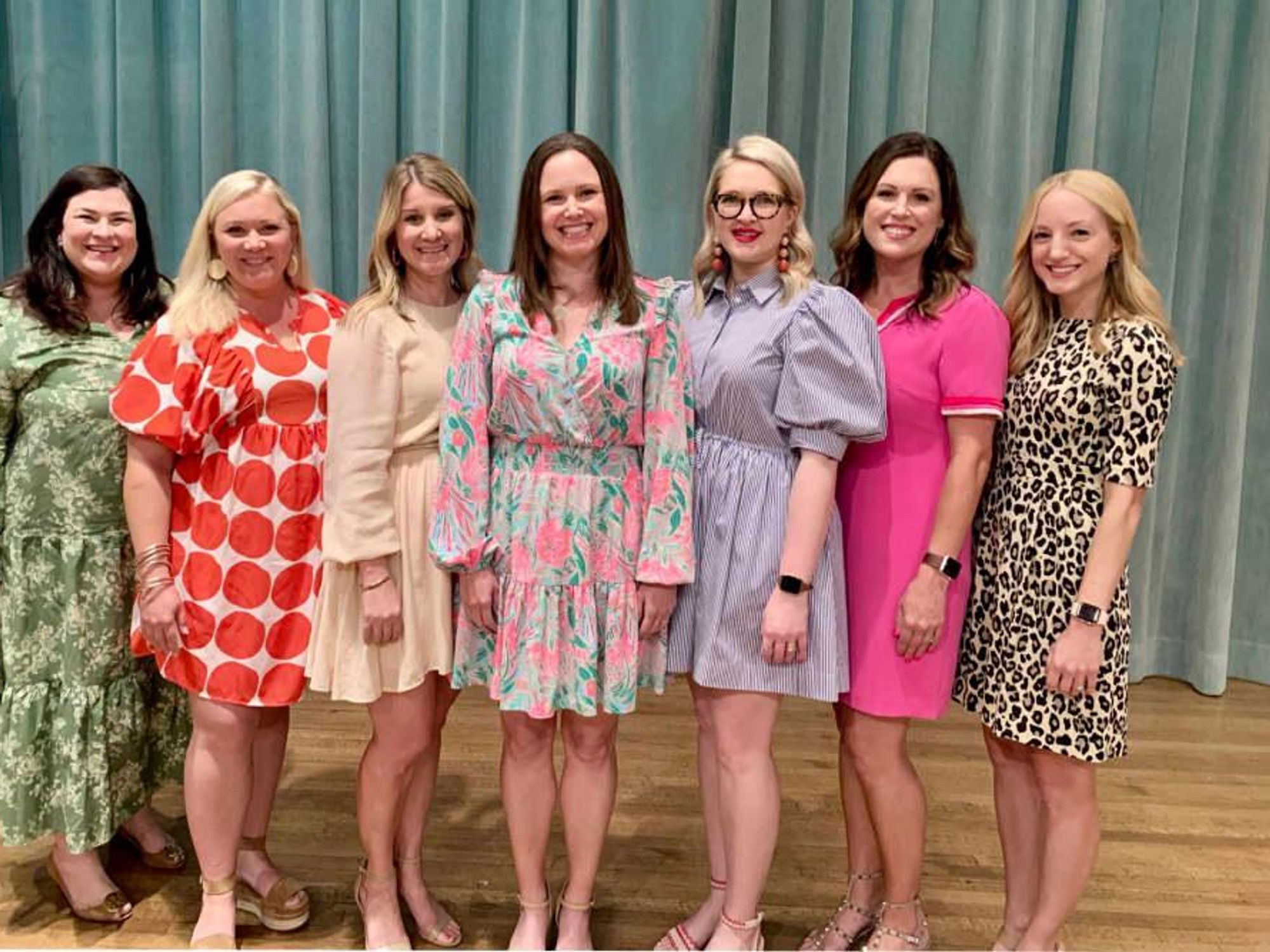 Junior League Houston executive committee 2022 Amanda Hanks Bayles, Emily Shushtari, Courtney Durham, Anne Sears, Megan Anson, Sydney Goss, and Tamra Wilkerson