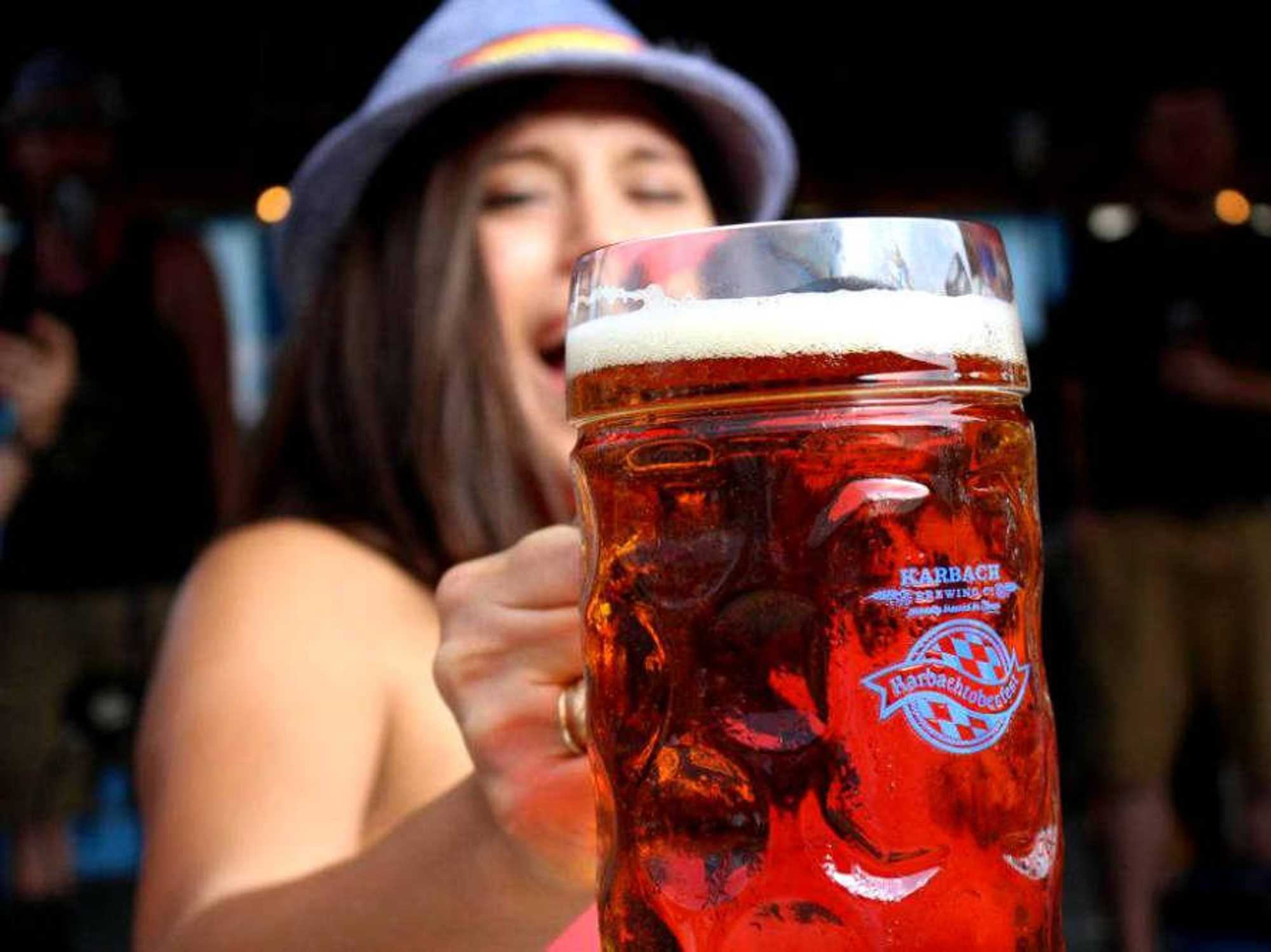 Karbach Oktoberfest Karbachtoberfest girl with beer