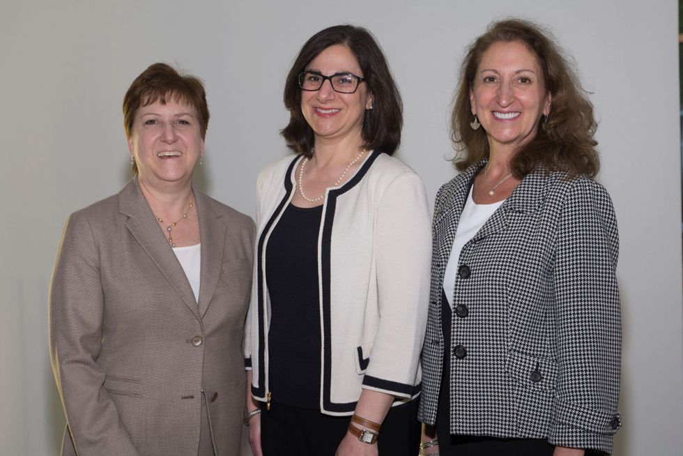 Karen Westall, from left, Mindy Davis and Emily Deakins at the ADL Jurisprudence Award kick-off April 2015