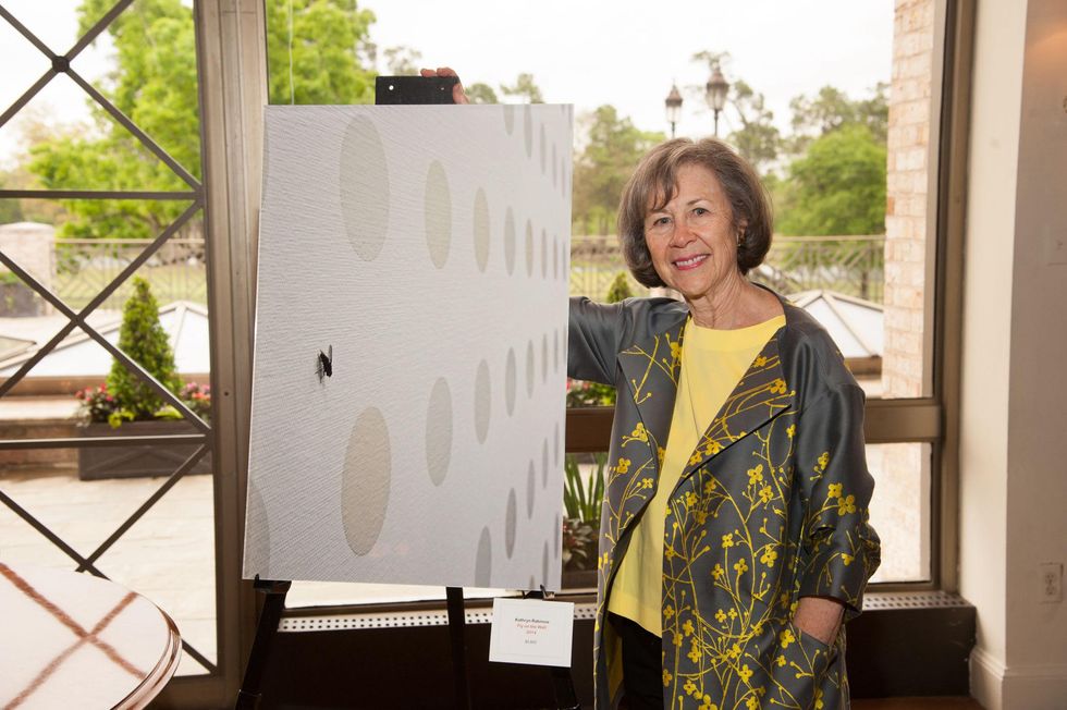 Kathryn Rabinow with her art, Fly On A Wall at the Jung Center dinner April 2014
