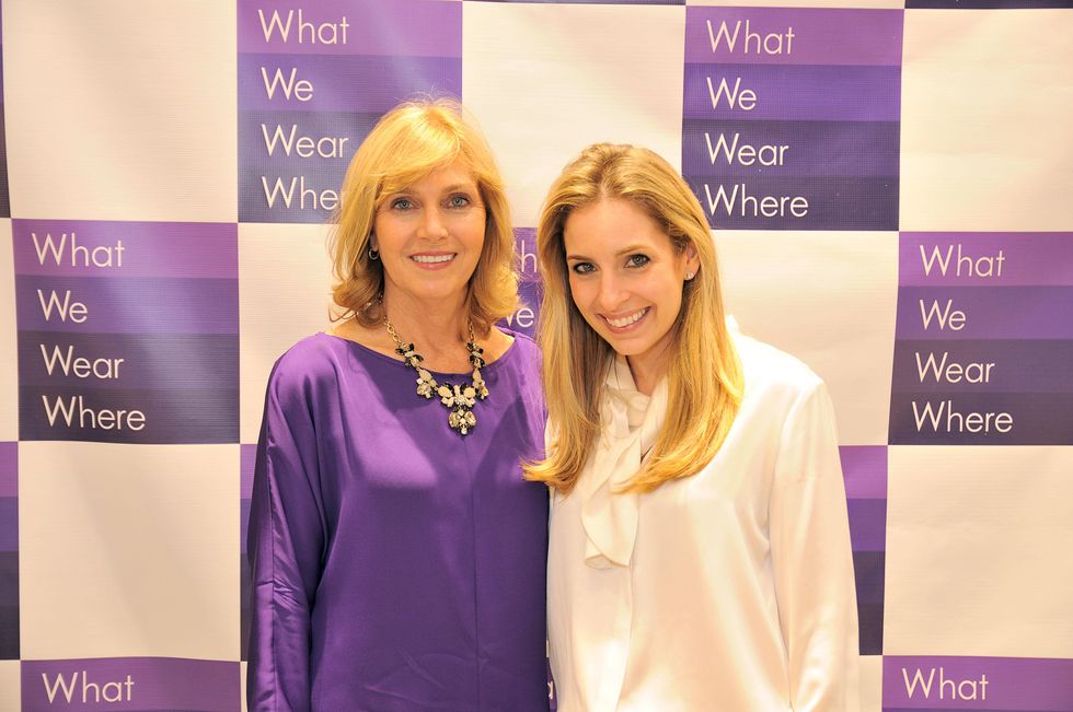 Kathy Harrison, left, and Luvi Wheelock at the What We Wear Where Mobile App party December 2013