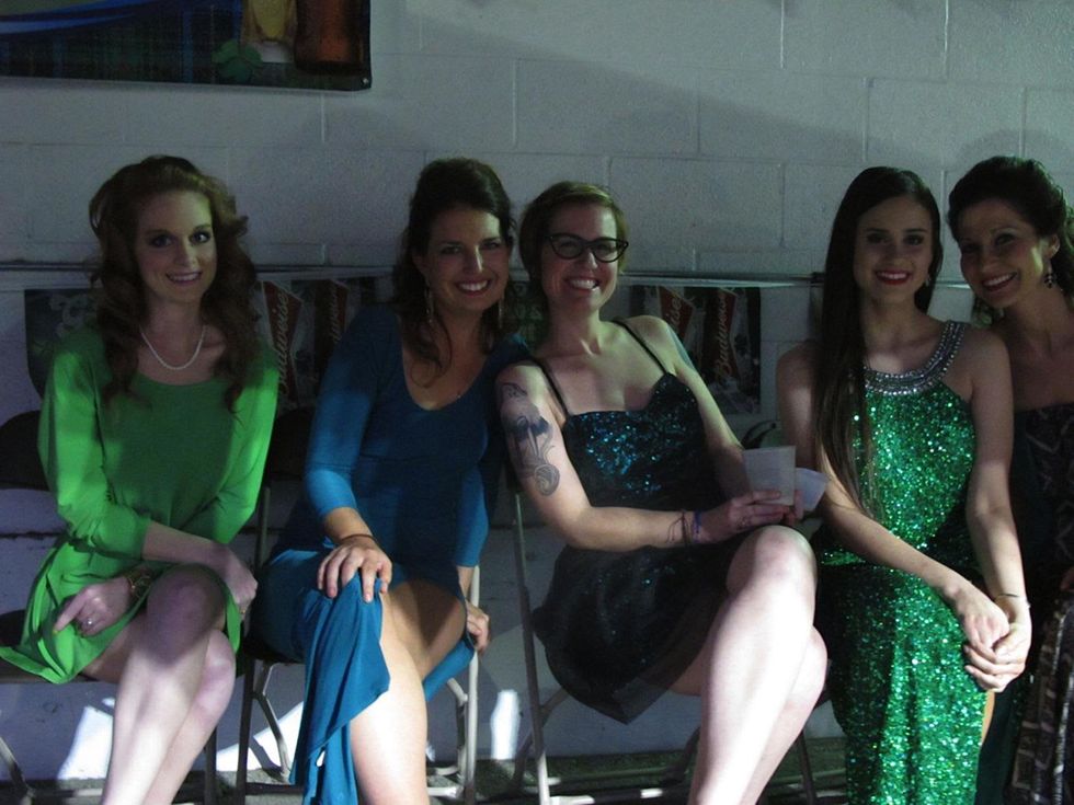 Katie Griff's St. Patrick's Day celebration March 2014 Colleen Swain, Emily Stickle, Anna Bass, Lydian Lopez, and Maria Miller