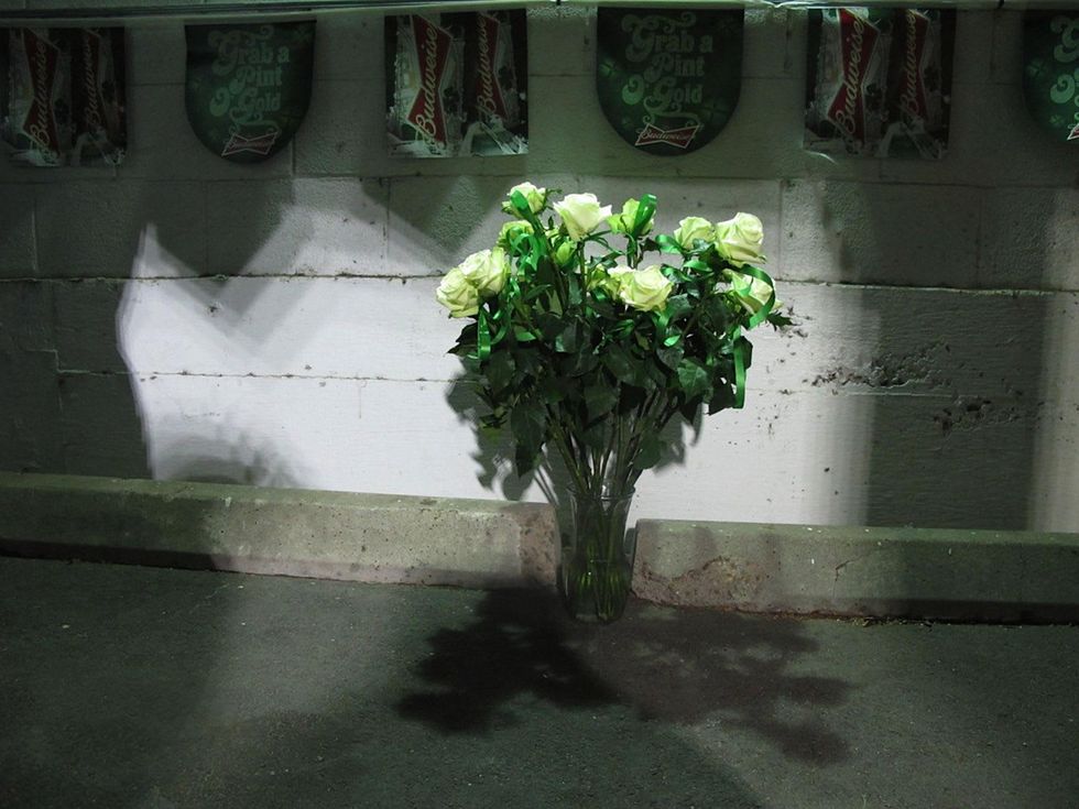 Katie Griff's St. Patrick's Day celebration March 2014 Flowers waiting for the winner