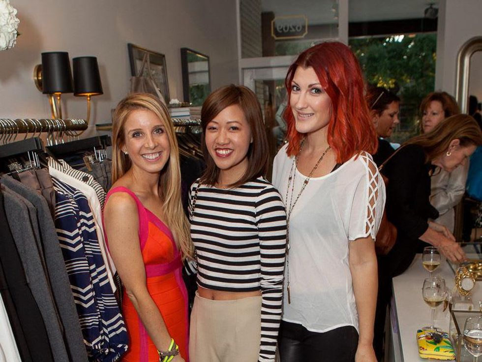Katy Atlas, from left, Issa Chu and Magen Pastor at the Julie Rhodes Fashion & Home Houston opening party October 2013