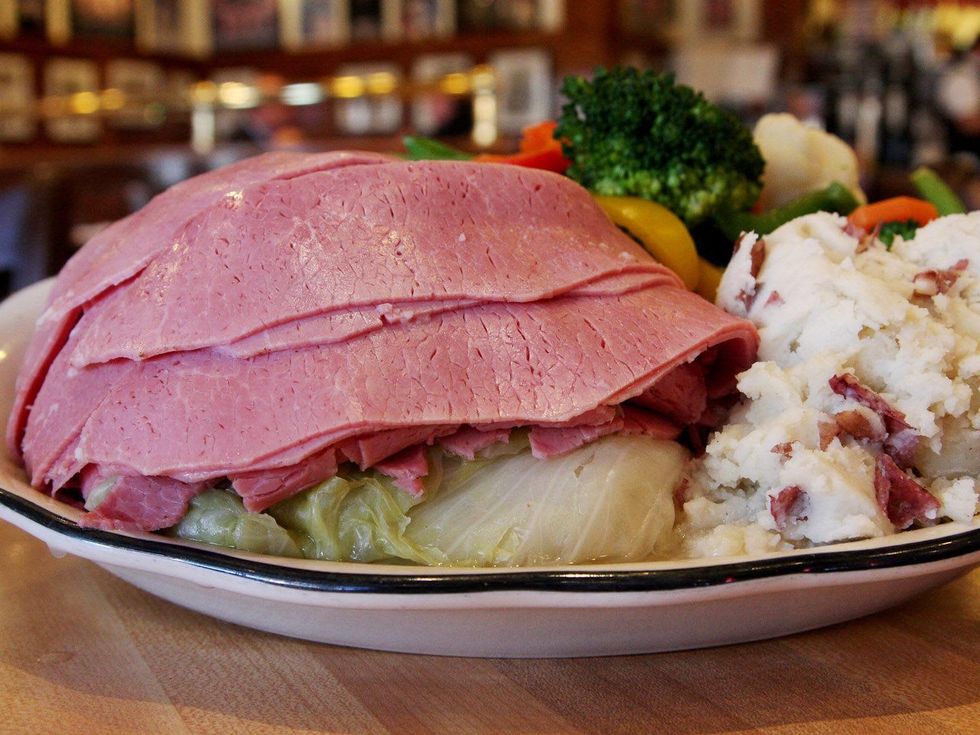 Kenny & Ziggy's New York Delicatessen corned beef and cabbage and potato salad