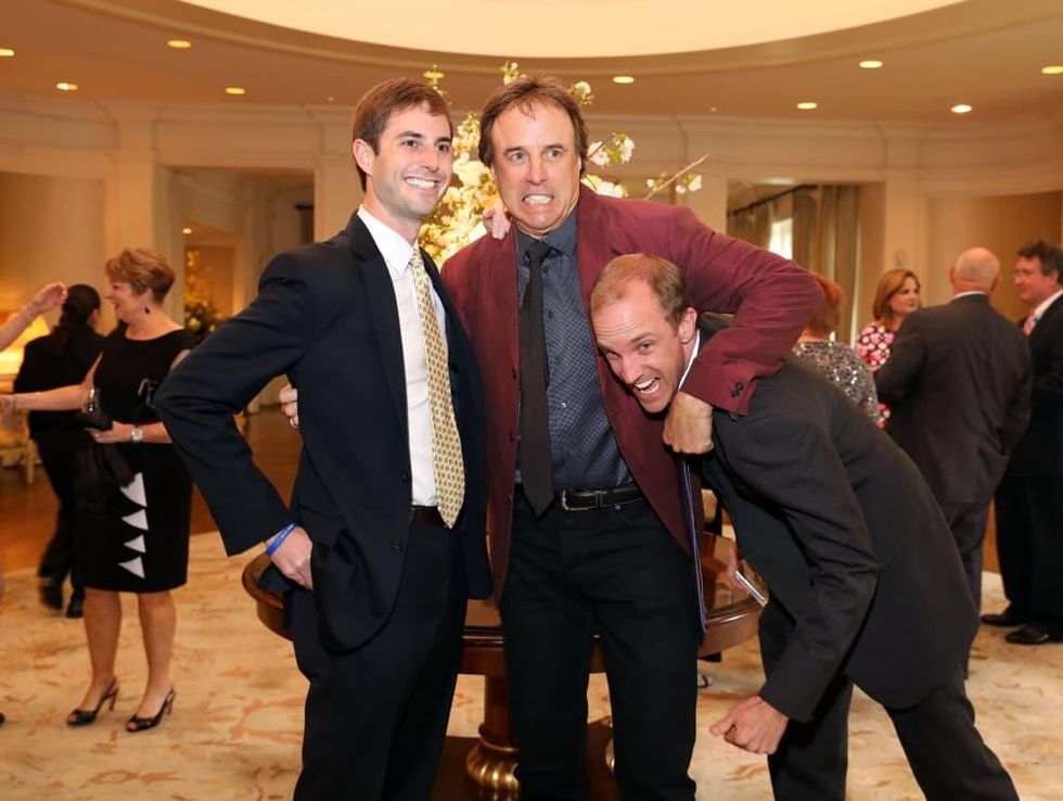 Kevin Nealon clowns around with Jerry Smith (in headlock) and Marshall Hickey at Broach Foundation Gala
