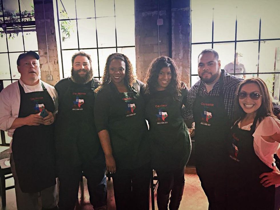 Kevin Strickland, from left, Eric Sandler, Felice Sloan, Shanna Jones, Mike Cortez and Lily Jang at the Casa de Esperanza's Young Professionals 5th Annual Chili Cook Off February 2015