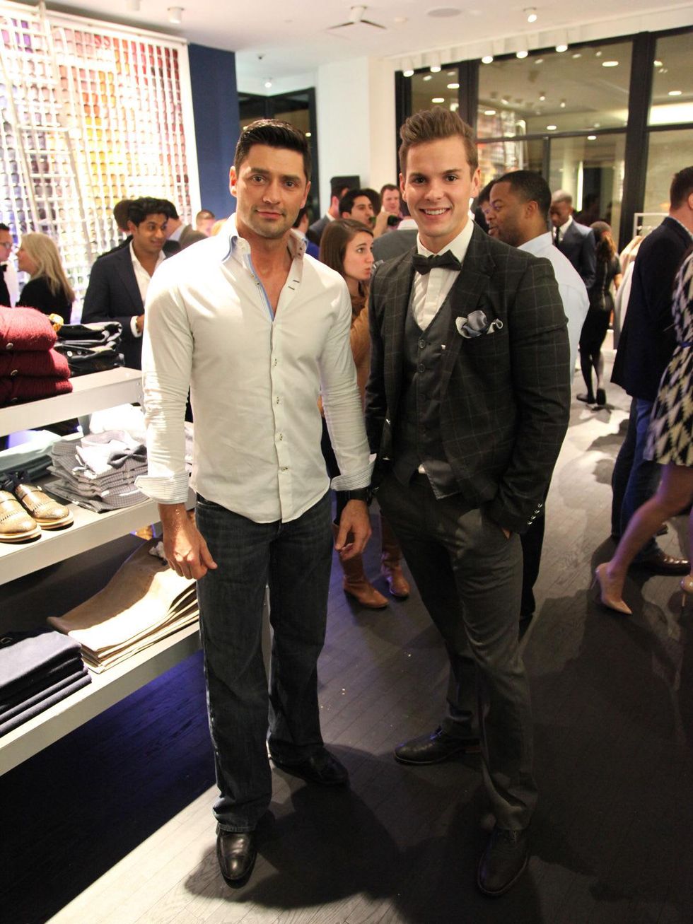 Kevin Weeks, left, and Weston Wayne at the Suitsupply Houston grand opening party December 2013
