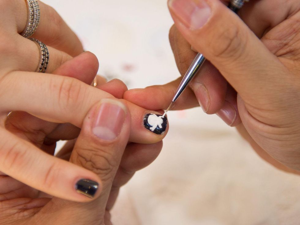 Kiehl's Texas Run at Highland Village October 2013 painting skulls on fingernails