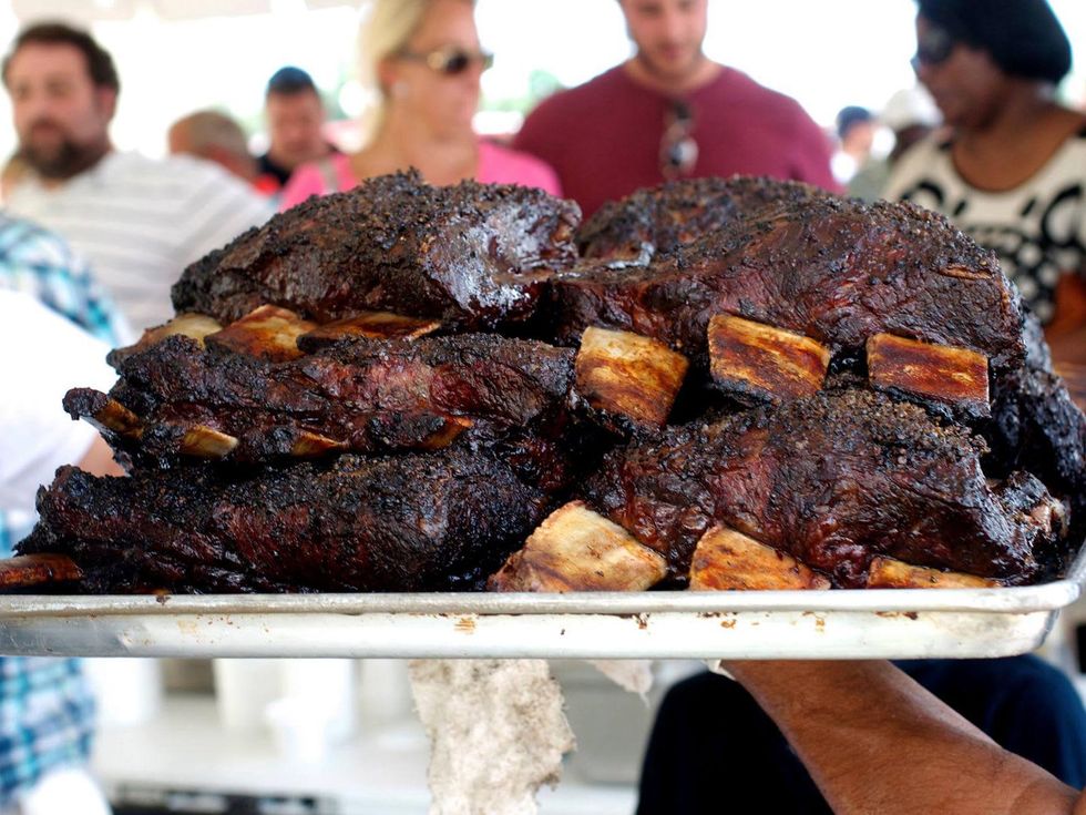 Killen's BBQ barbecue ribs on serving tray pre-opening February 2014