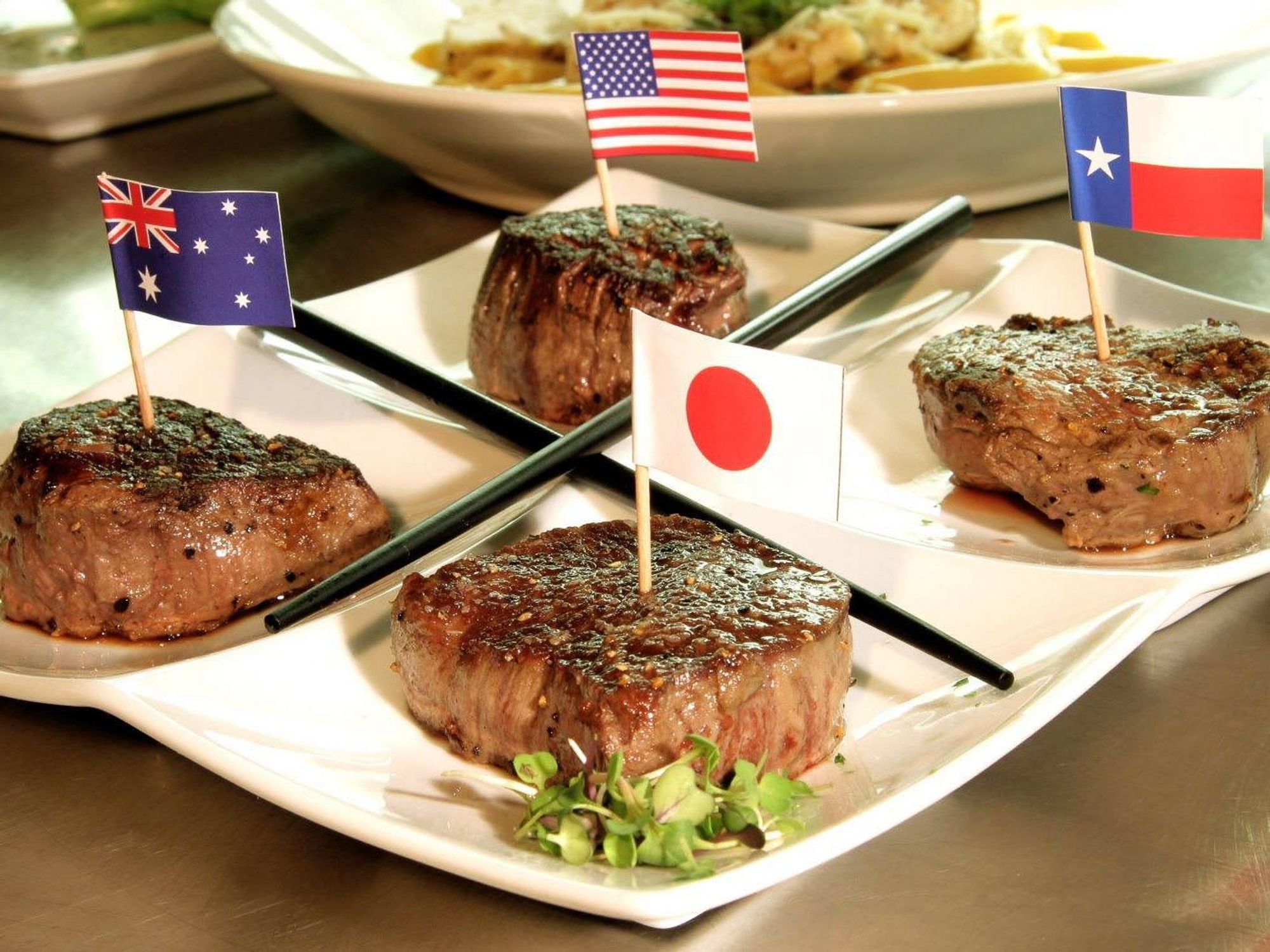 Killen's Steakhouse Kobe beef with flags