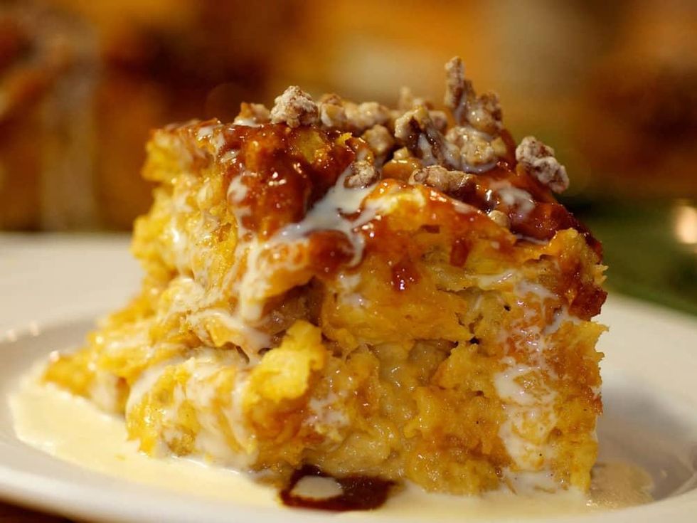 Killen's Steakhouse pumpkin bread pudding with cayenne-spiced candied pecans October 2014