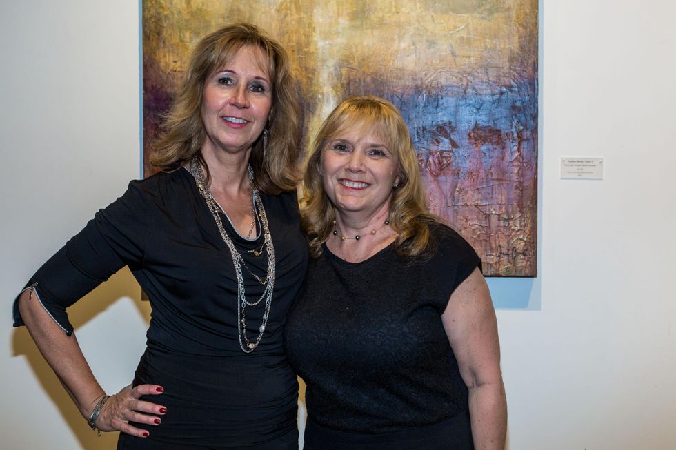 Kim Jessup, left, and Karen Newell at Justin Garcia presents 7 Unlayered October 2014