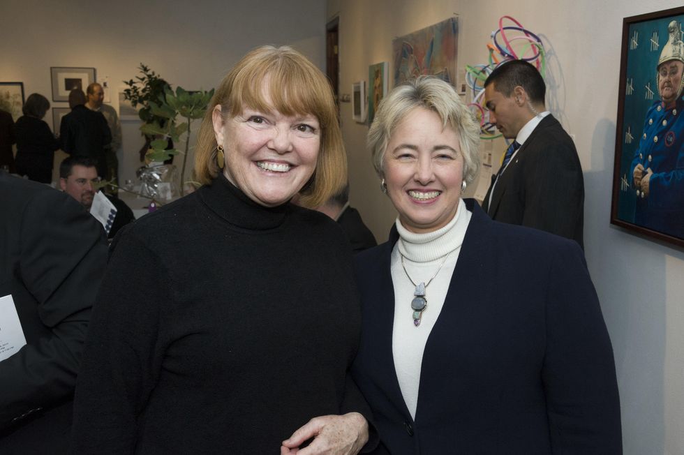 Kimberly Davenport, left, and Mayor Annise Parker at Art on the Avenue November 2013