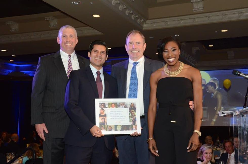 KIPP Houston dinner 4/16, Andrew Martire, James Cepedes, Don North, Lilian Nwora.