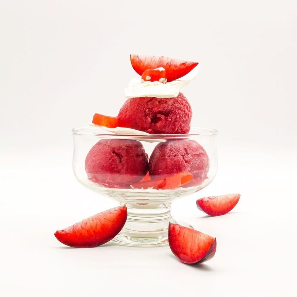 Koffeteria watermelon and plum jam sorbet