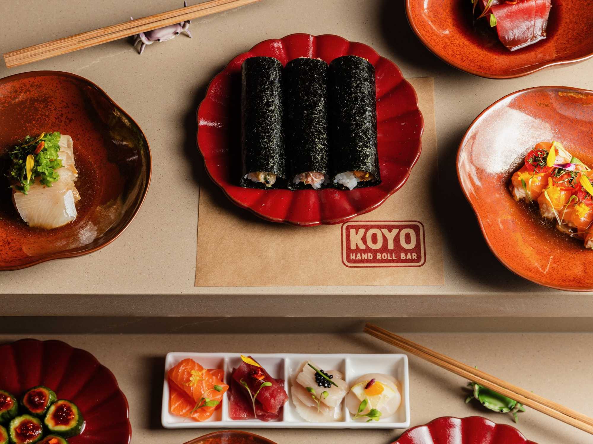 Koyo Hand Roll Bar food spread