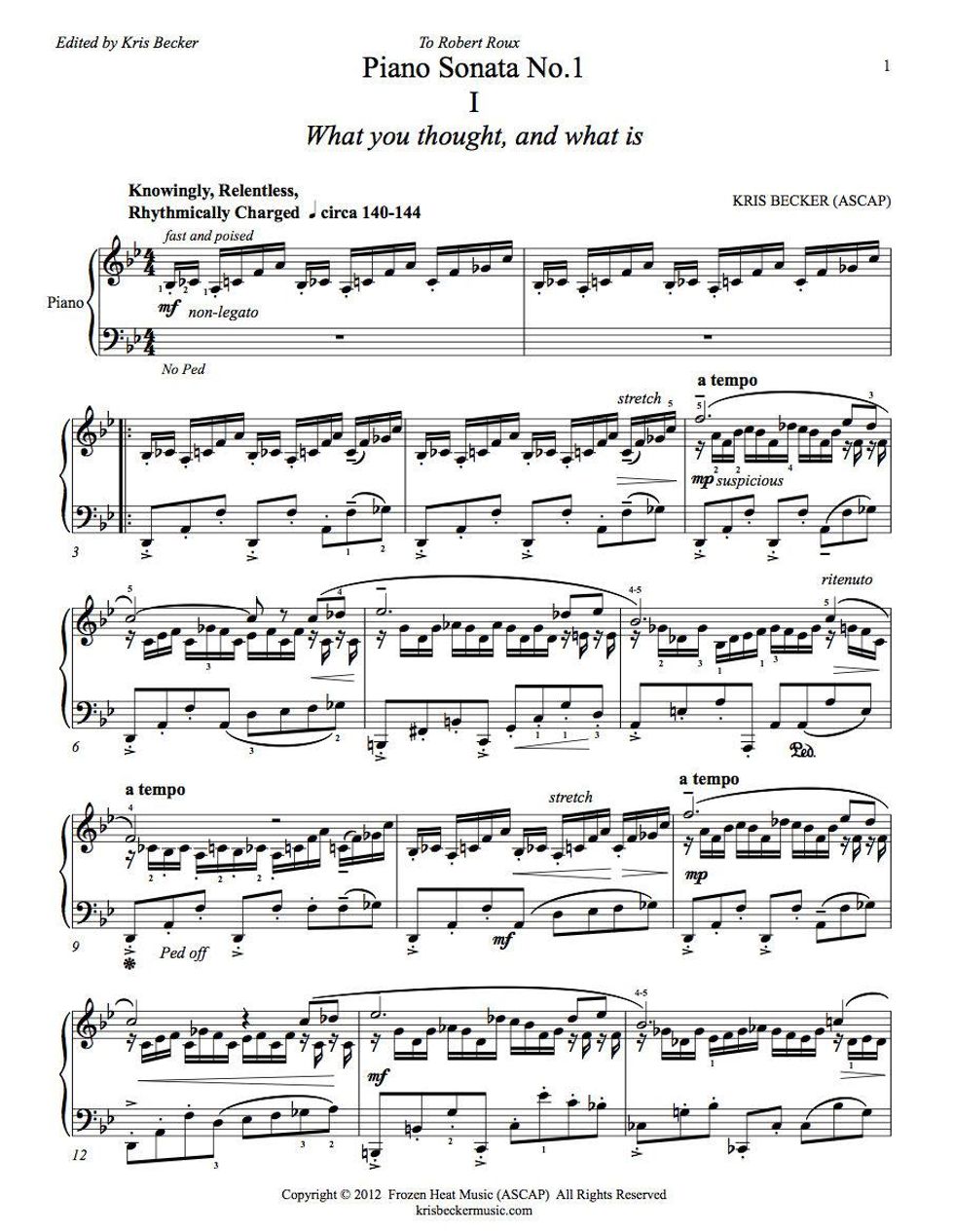 Kris Becker Piano Sonata No. 1