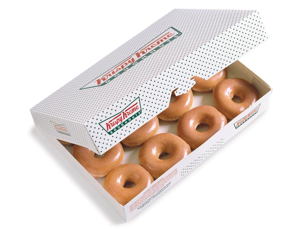 Krispy Kreme doughnuts in a box