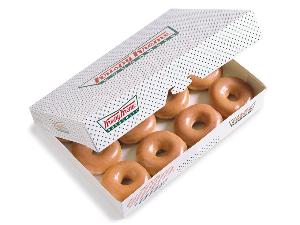 Krispy Kreme doughnuts in a box